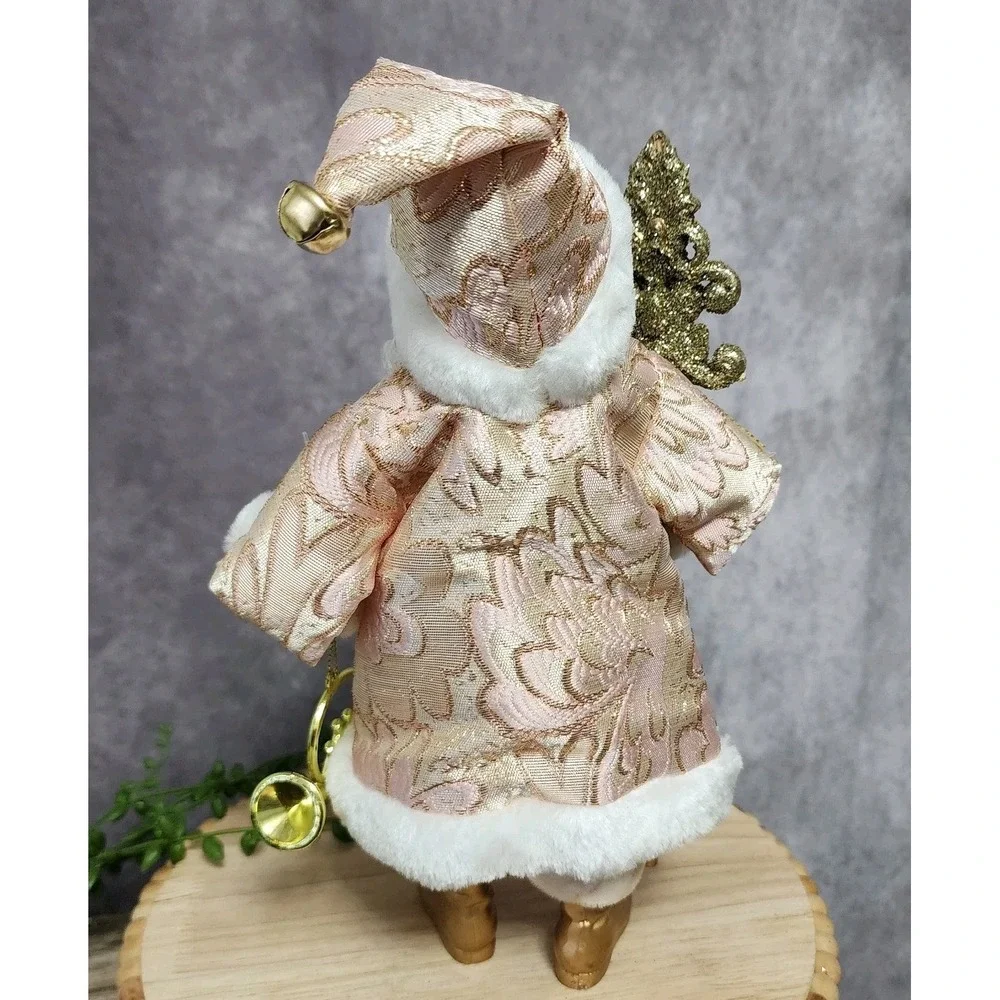 African American Pink Shabby Chic Santa Claus Doll Figurine Statue Tabletop 11